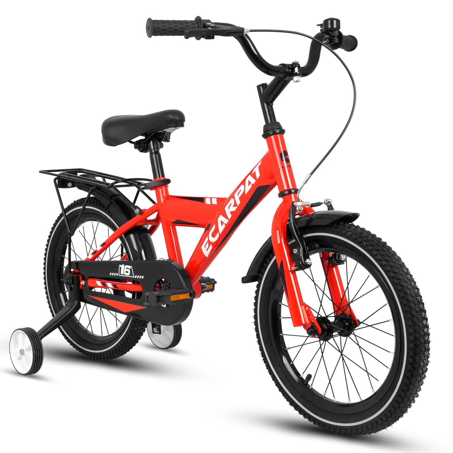 iRerts Kids Bike with Training Wheels, 14 Inch Kids Bicycle for Boys Girls Ages 3-5 Years Old, Boys Bicycles for Kids with Adjustable Seat, Fender and Varrier, Red