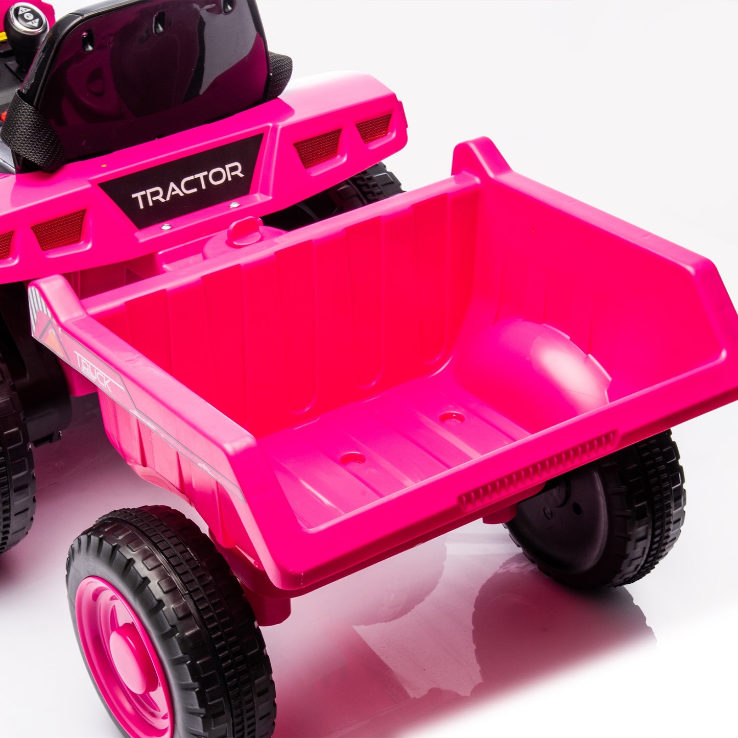 iRerts 12V Ride on Tractor, Powered Ride on Car for Kids Boys Girls Ages 3-6 Gifts, Kids Ride on Toys Electric Cars with Removable Storage Tug, Bluetooth ,Music, MP3/USB Ports, LED Light, Rose Red