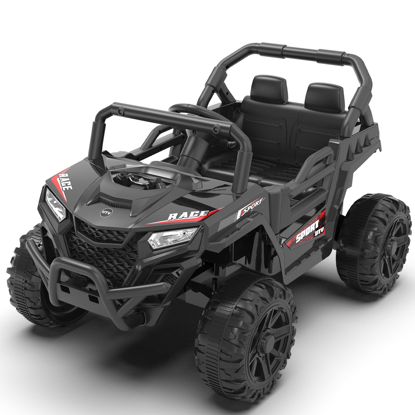 iRerts 12V Ride on Car UTV with Remote Control, Powered Ride on Toys for Kids Boys Girls Ages 3-5, Electric Car for Kids with Bluetooth, Music, MP3 Ports, LED Lights, Horn, Black
