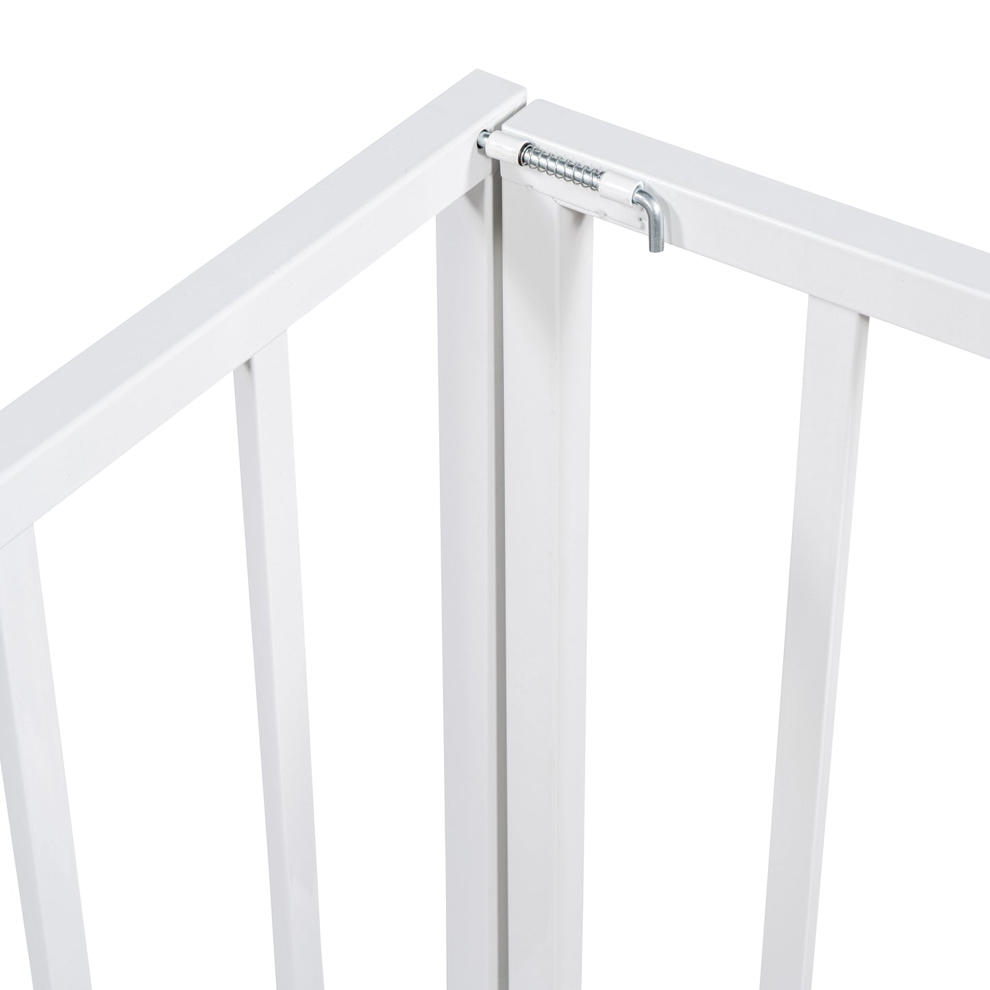 iRerts Twin Floor Bed Frame, Metal Twin Size Montessori Floor Bed Frame with Fence and Door, Kids Toddler Floor Bed Frame Twin Size for Girls Boys, Twin Bed Frame without Bed Slats, White