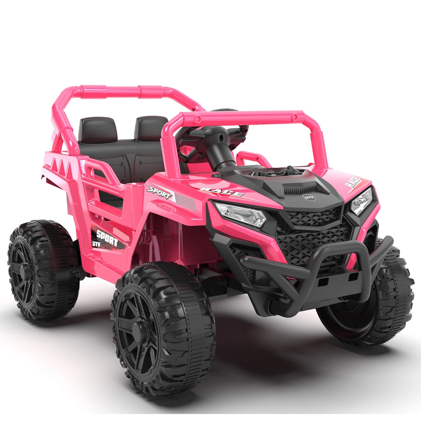 iRerts 12V Ride on Car UTV with Remote Control, Powered Ride on Toys for Kids Boys Girls Ages 3-5, Electric Car for Kids with Bluetooth, Music, MP3 Ports, LED Lights, Horn, Pink