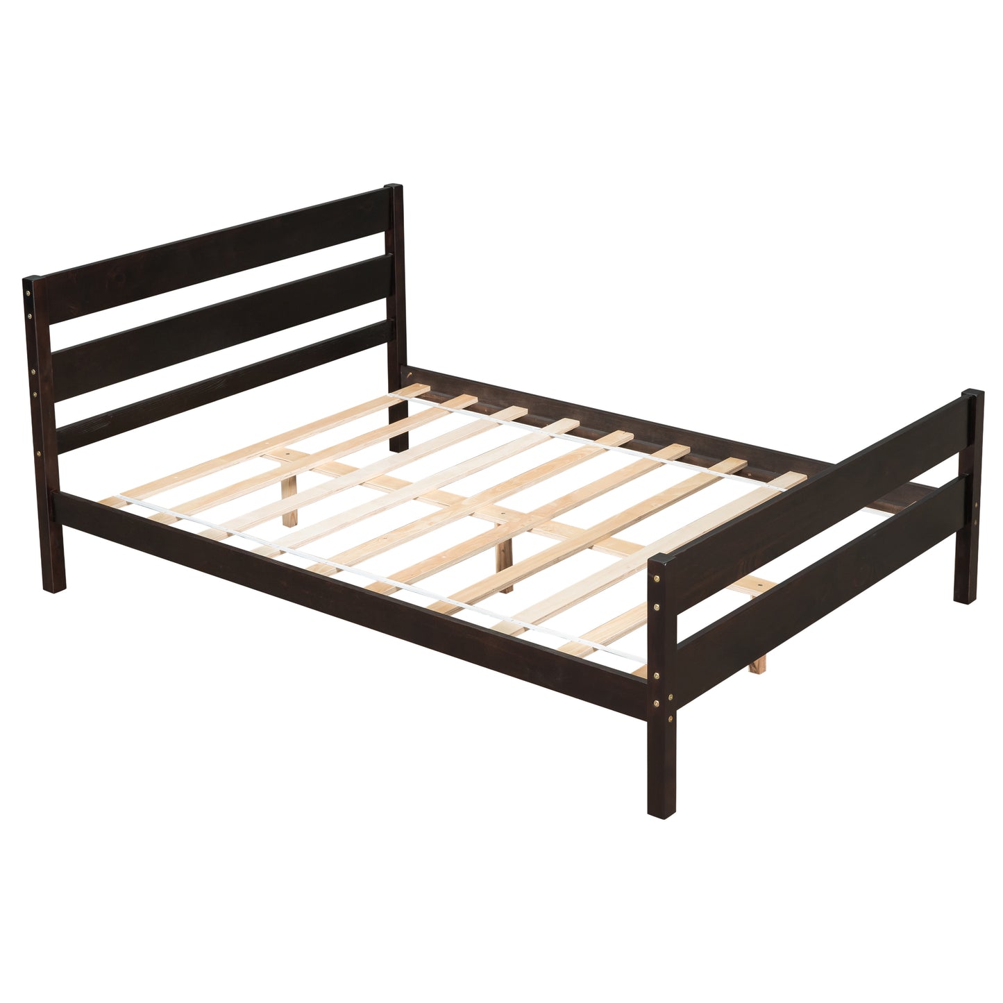 iRerts Wood Full Bed Frame, Espresso Full Platform Bed Frame with Headboard and Footboard, Modern Full Bed Frame No Box Spring Needed for Adults Teens Kids, Full Size Bed Frame with Wood Slat Support