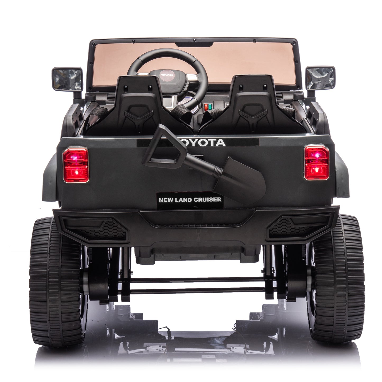 Licensed Toyota LC250 24V 2 Seater Ride On Car, Powered Ride on Toys with Remote Control, Shovel, Bluetooth Music, 4WD 220W Motor, 4 Wheels Suspension, Electric Truck for Kids Boy Girl Ages 3-8, Gray