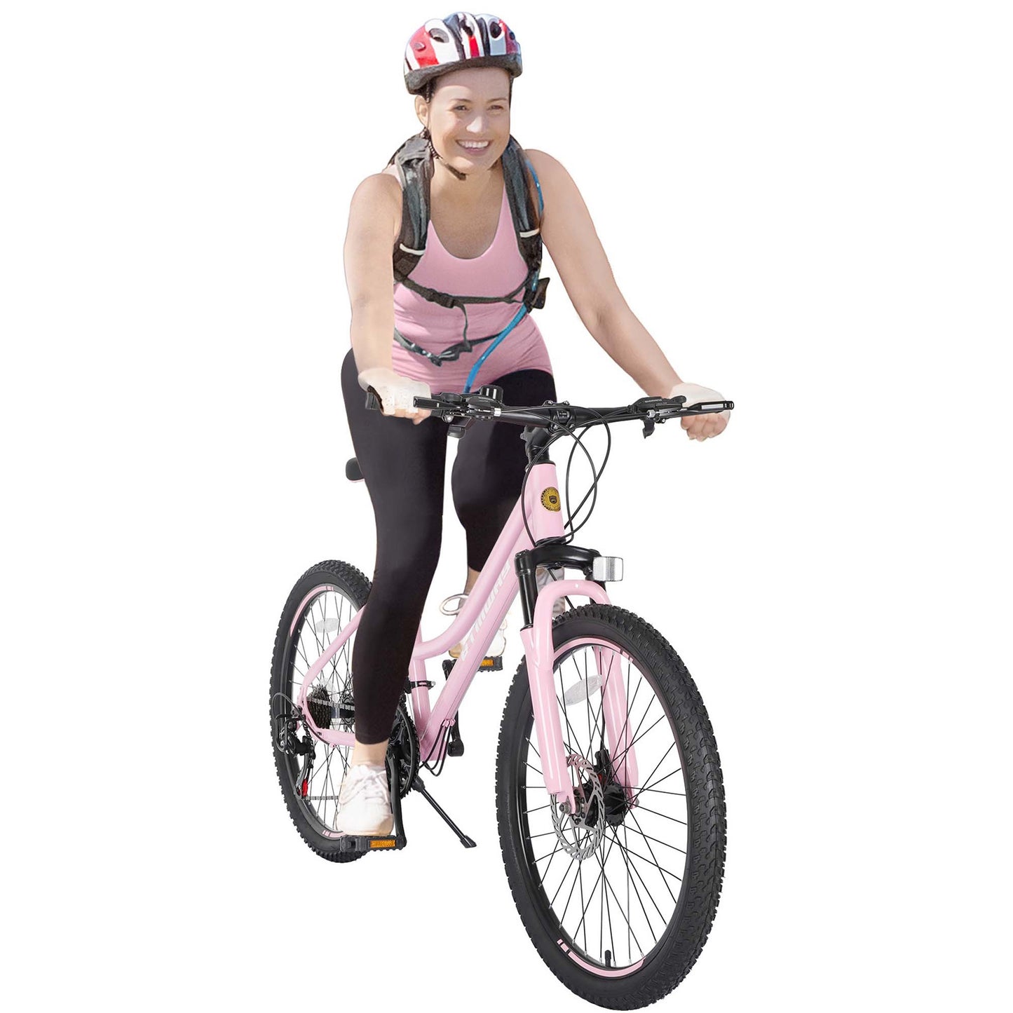 Mountain Bike, iRerts 24 Inch Mountain Bike for Girls, Shimano 21 Speed MTB Women Bicycle with Dual Disc Brakes and Front Suspension Fork, Outdoor Cycling Bike for Adult Work School Commuting, Pink