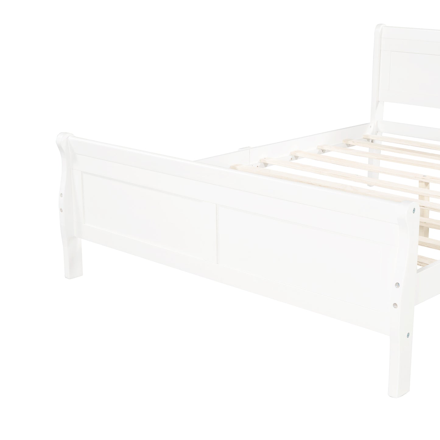 iRerts Wood Full Platform Bed Frame, Modern Full Bed Frame with Headboard, Full Size Wood Platform Bed with Wooden Slat Support, No Box Spring Needed, Easy Assembly, White