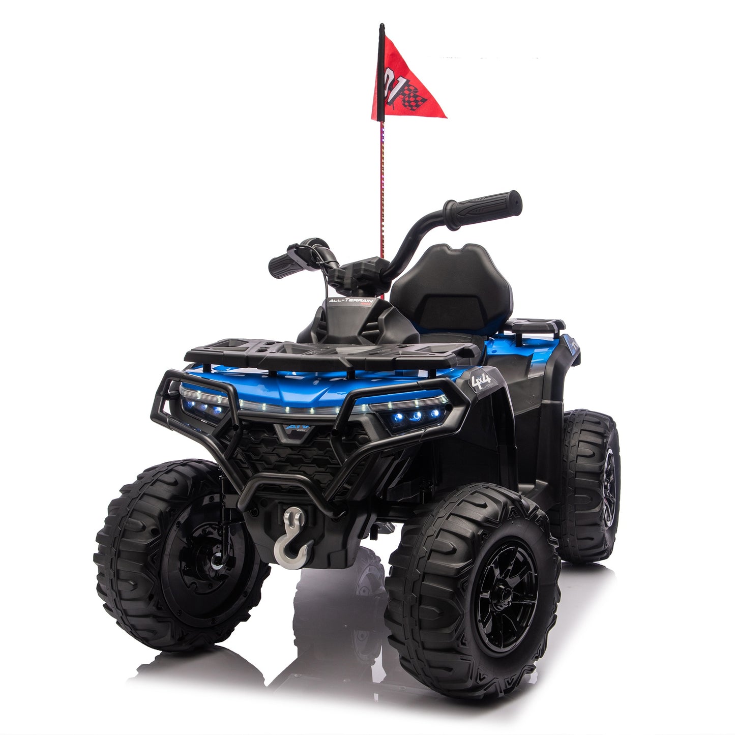 iRerts 24V Ride on ATV, Powered Ride on Toys Electric 4 Wheeler for Boys Girls Ages 3-6 Gifts, Kids Ride on Car Electric Vehicle with Multi-Color Lights, Bluetooth, Music, USB Port, Blue