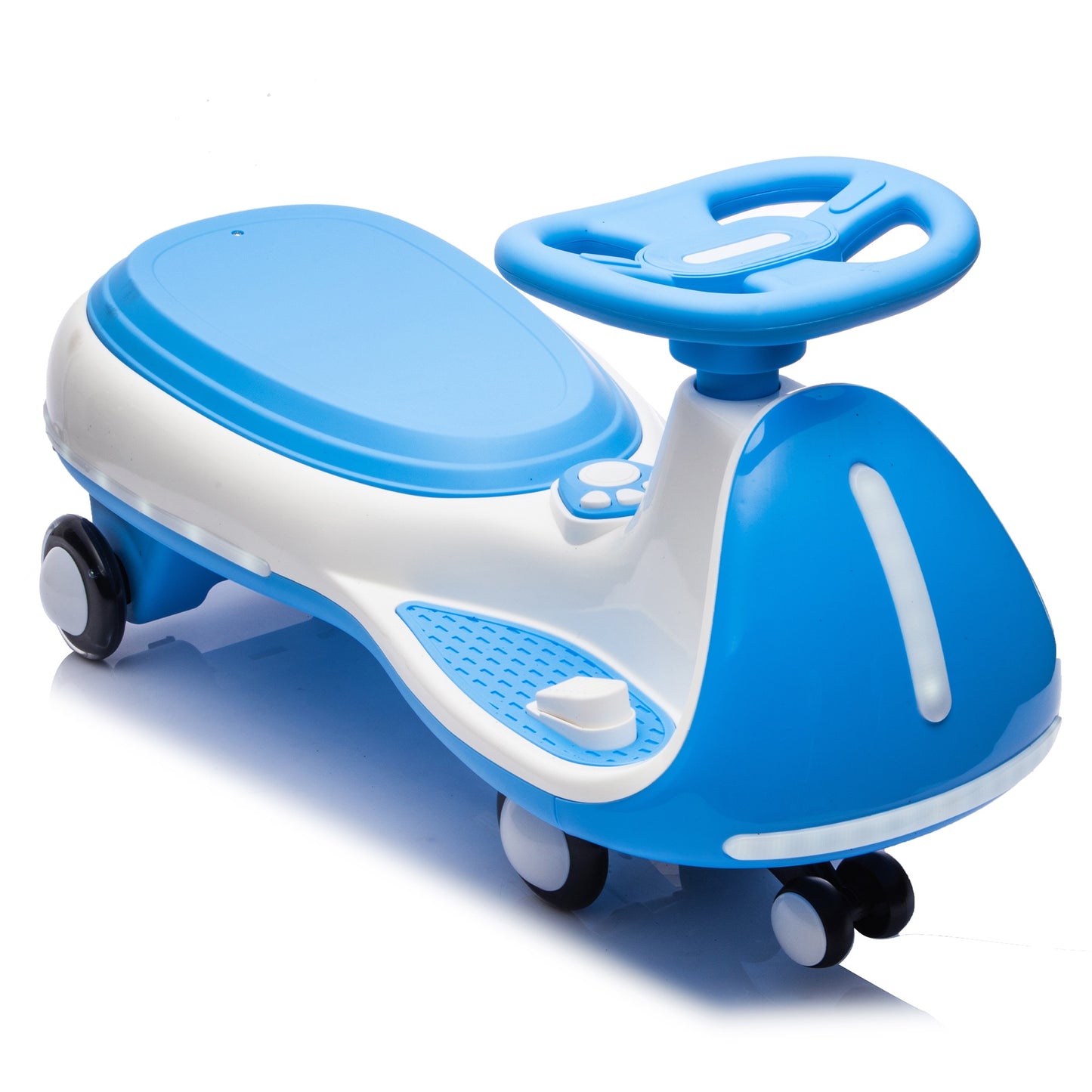 12V Electric Wiggle Car, Powered Ride on Toys for Kids with Flashing PU Wheels, Bluetooth Music, 2-in-1 Swing Car Kids Electric Vehicles for Boys Girls Ages 3+, Blue