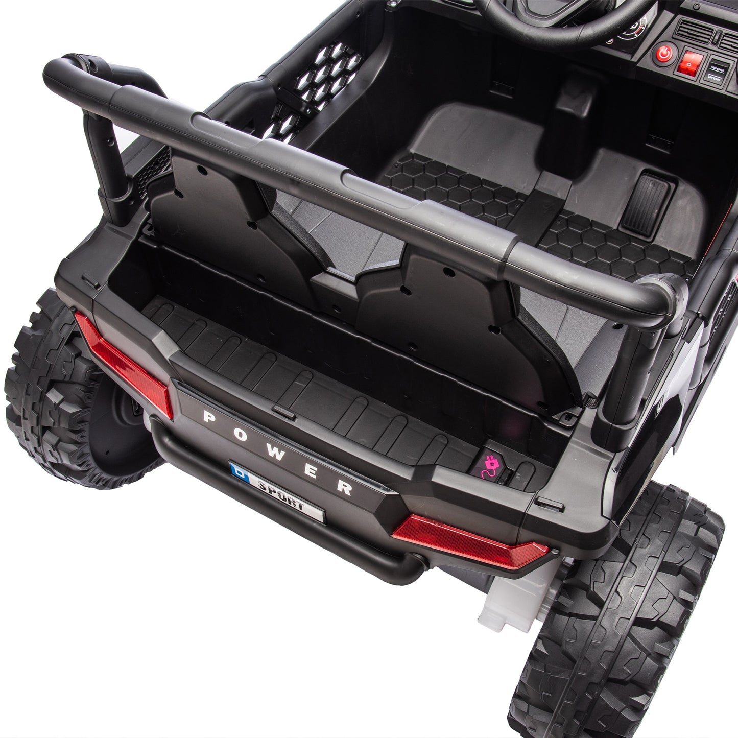 iRerts 24V Kids Ride on Toy UTV, Ride on Cars with Remote Control, Bluetooth Music, 4 Wheel Suspension, Rear Storage Space, Electric Vehicles Cars for Kids Boys Girls Gifts 3-6 Year Old, Black