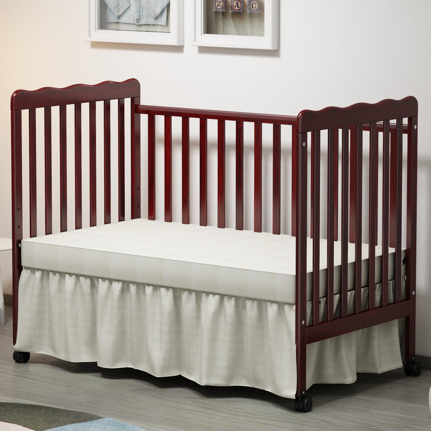 iRerts 3in1 Baby Convertible Crib with Locking Wheels and 4 Height Options