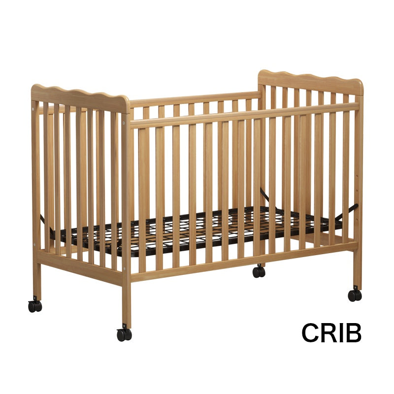 iRerts 3 In 1 Convertible Baby Crib, Wood Converts from Baby Crib to Toddler Bed and Daybed, Baby Bed with Locking Wheels, 4 Adjustable Mattress Heights, Non-Toxic Finish, Natural