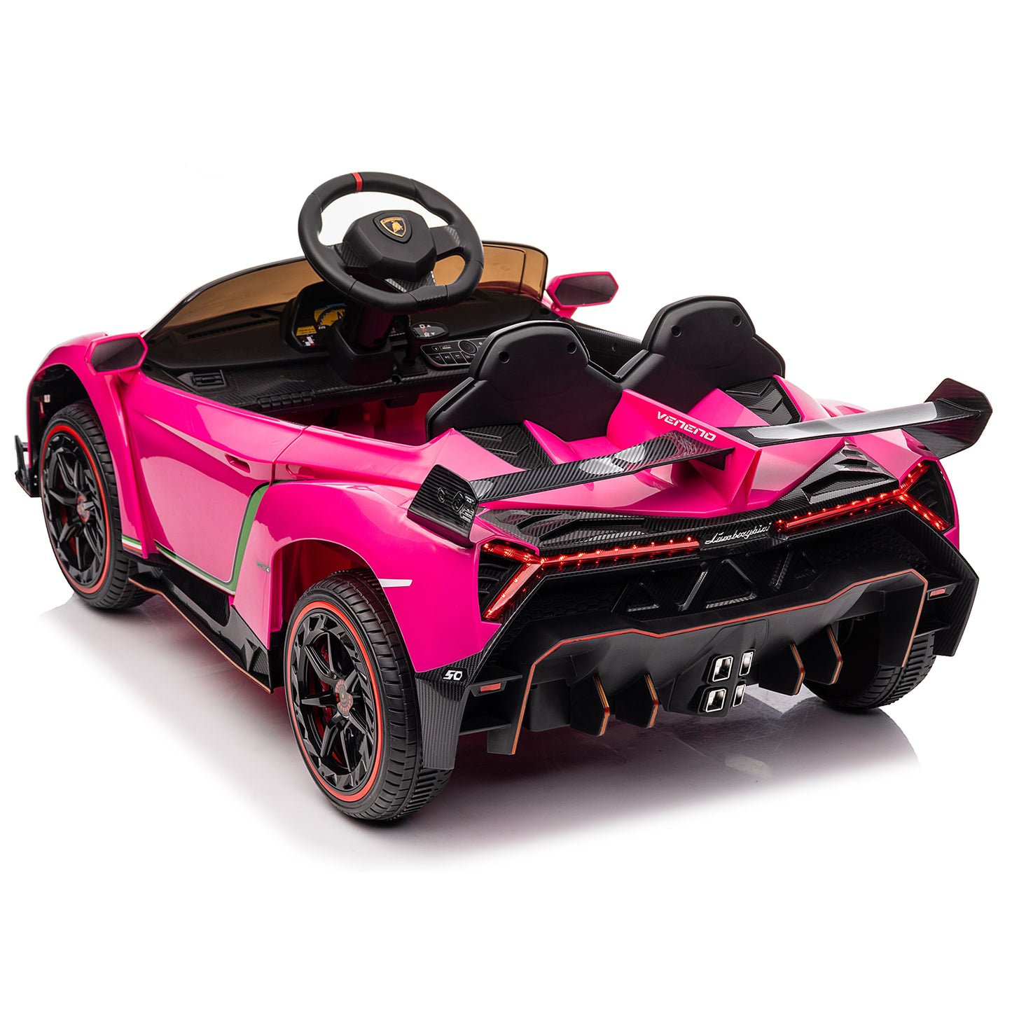 iRerts 12V Ride on Sports Cars with Remote Control, Lamborghini Poison Kids Ride on Vehicles Toys for Boys Girls 3-5 Years Old Gifts, Battery Powered Kids Electric Cars with Music, LED Light, Pink