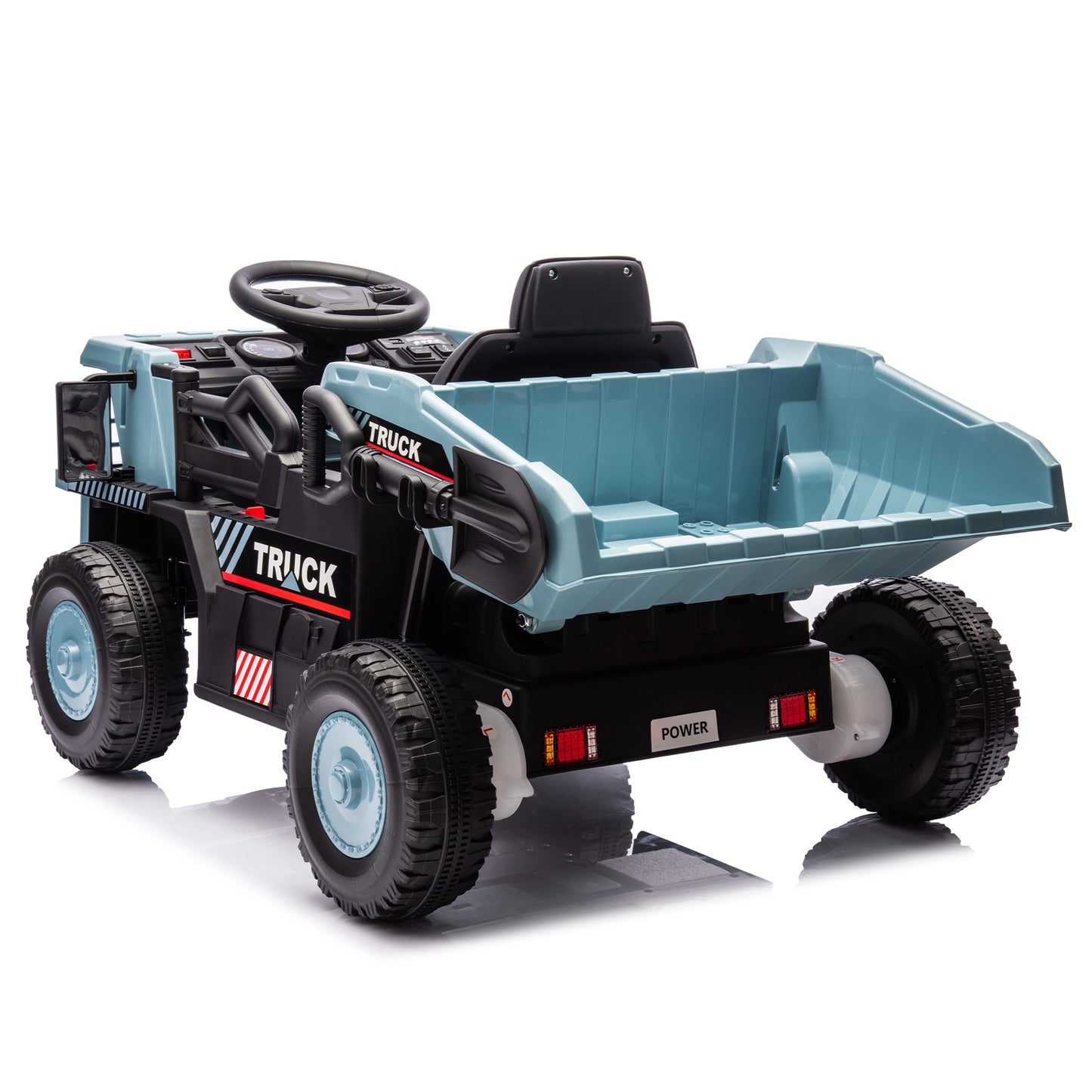 iRerts Ride On Dump Truck for Kids, 12V Powered Ride on Car with Remote Control, Electric Dump Bed, 1 Shovel, Bluetooth Music, LED Light, Kids Car Ride on Construction for Boys Girls Ages 3-5, Blue