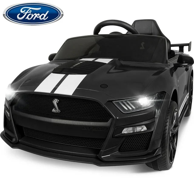 Ford Mustang GT500 Ride on Car for Kids, 12V Powered Ride on Toy with Remote Control, Bluetooth, Radio, Music, USB Port, LED Lights, 4 Wheels Suspension Electric Car for for 3-5 Years Boy Girl