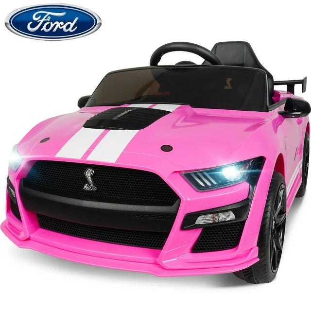 Ford Mustang GT500 Ride on Car for Kids, 12V Powered Ride on Toy with Remote Control, Bluetooth, Radio, Music, USB Port, LED Lights, 4 Wheels Suspension Electric Car for for 3-5 Years Boy Girl