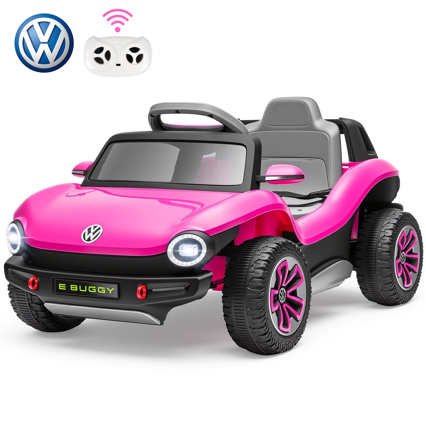 12V Electric Ride on Cars, Licensed Volkswagen Beetle Ride on Toys with Remote Control, Bluetooth, USB Port, Music, Rear Storage, LED Lights, Battery Powered Toddlers Electric Car for Kids Ages 3+
