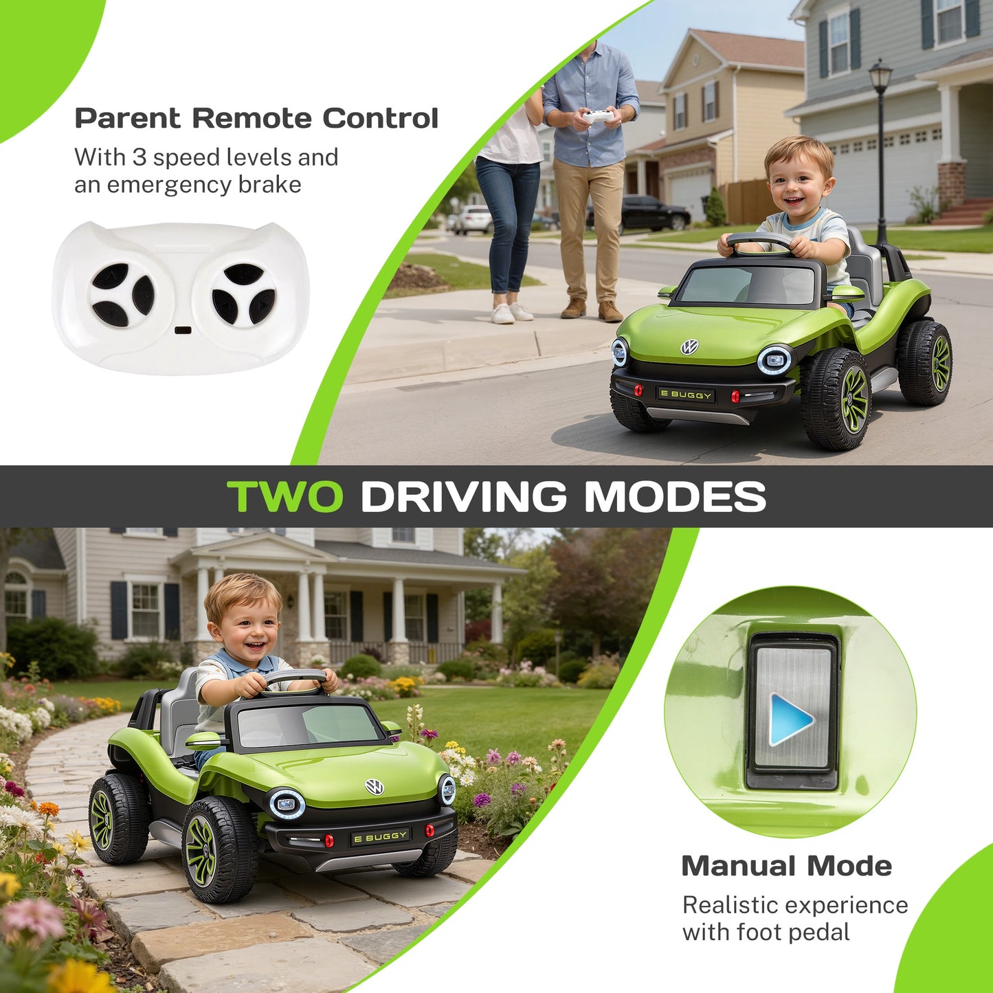 12V Electric Ride on Cars, Licensed Volkswagen Beetle Ride on Toys with Remote Control, Bluetooth, USB Port, Music, Rear Storage, LED Lights, Battery Powered Toddlers Electric Car for Kids Ages 3+