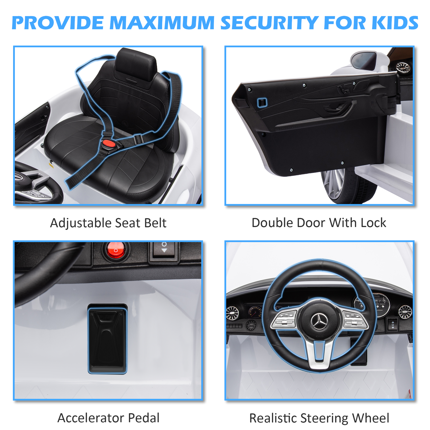 iRerts 12V Electric Ride On Cars for Boys Girls, Battery Powered Ride on Toys for Toddlers with Music, USB/AUX/SD Ports, LED Light, 4 Wheel Suspension, Electric Cars for Kids 3-6 Years Old Gift, White