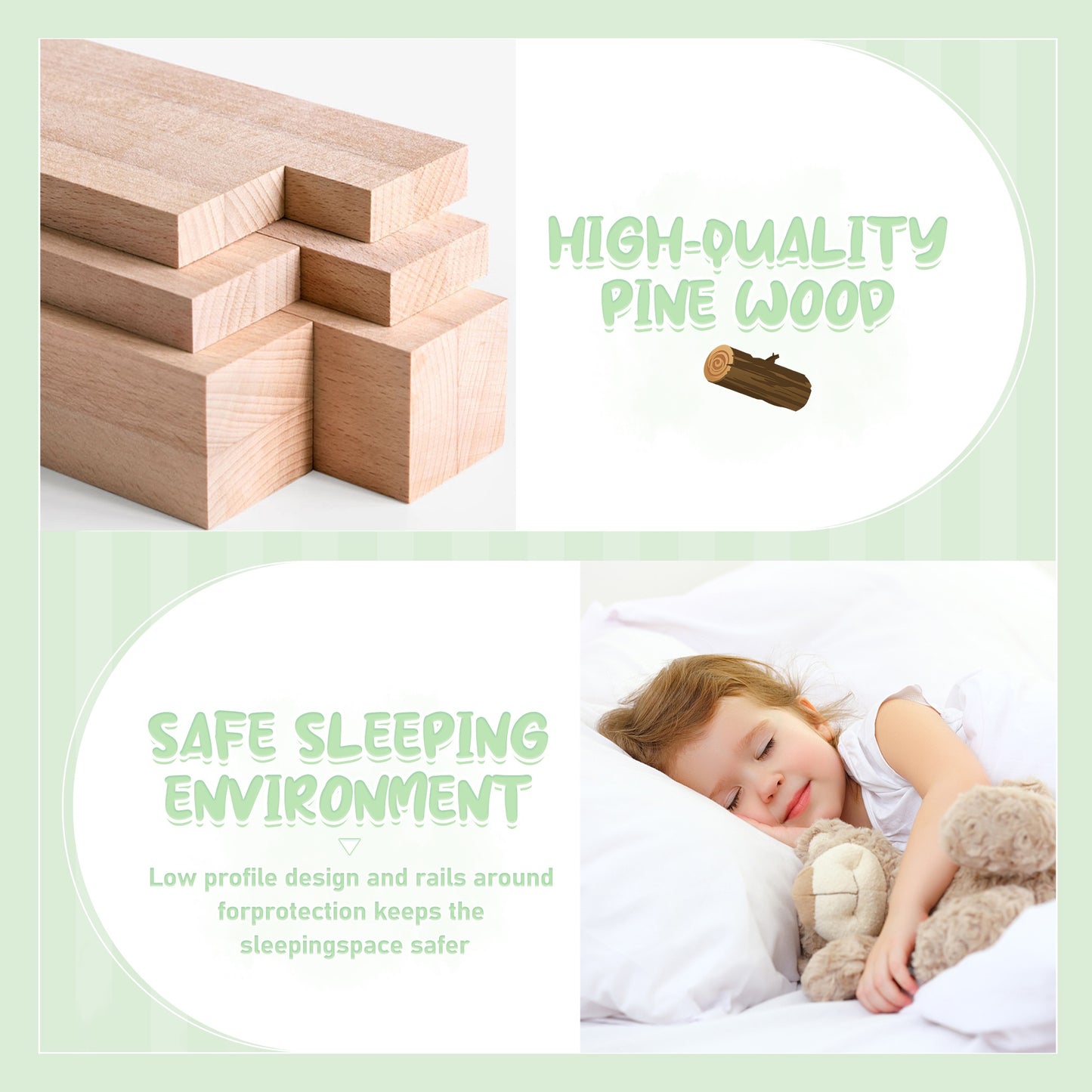 iRerts Queen Floor Bed Frame for Toddlers Kids, Wood Queen Montessori Bed Frame with Slats, Fence, Door, Kids Montessori Bed Queen Size, Queen Toddler Bed Frame for Boys Girls, Natural