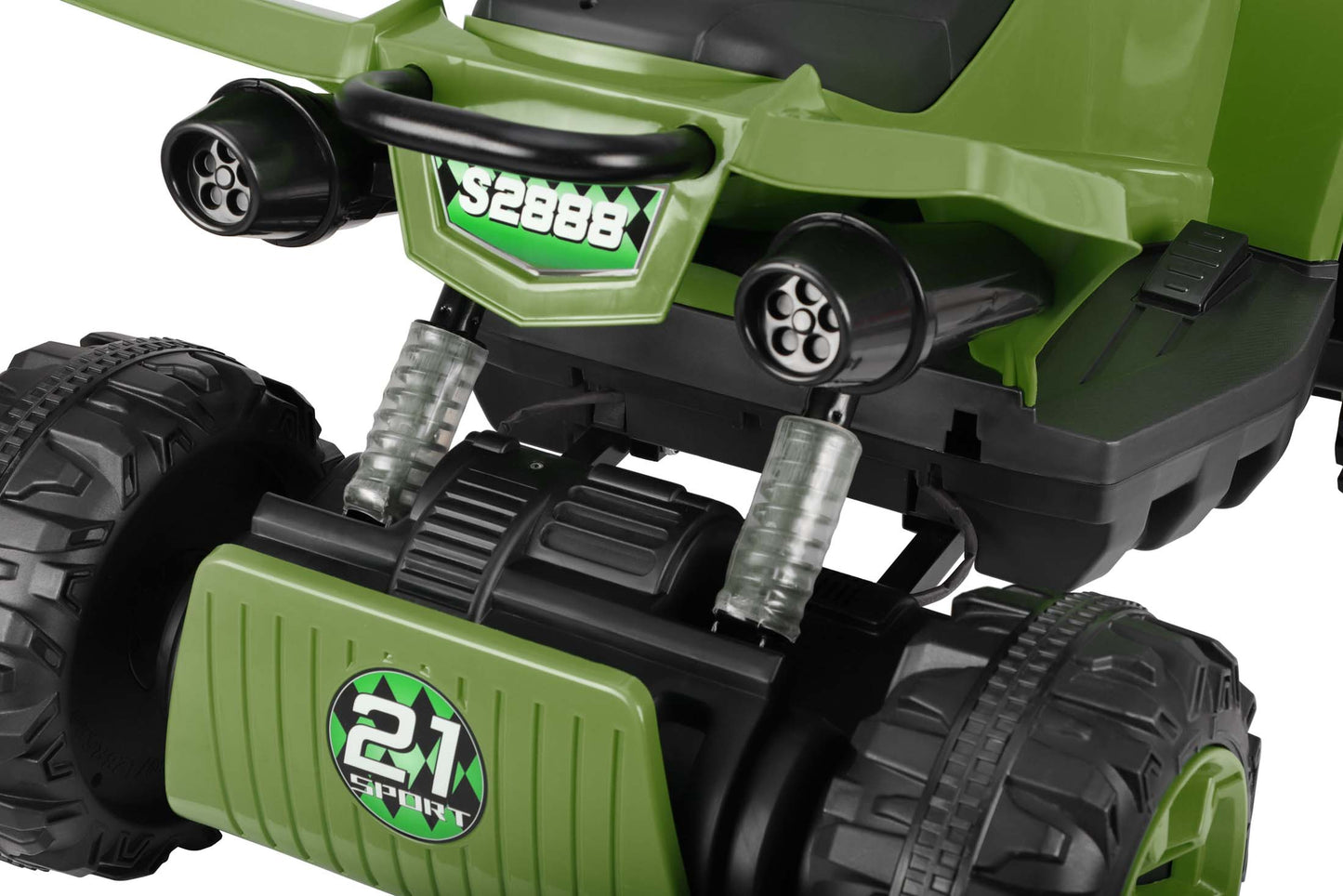24V Battery Powered Ride on ATV, 4WD Kids Ride on Cars with Bluetooth, Music, LED Light, USB/AUX Ports, Ride on Toys Electric Cars for Kids Boys Girls 3-8 Ages Gifts, Green