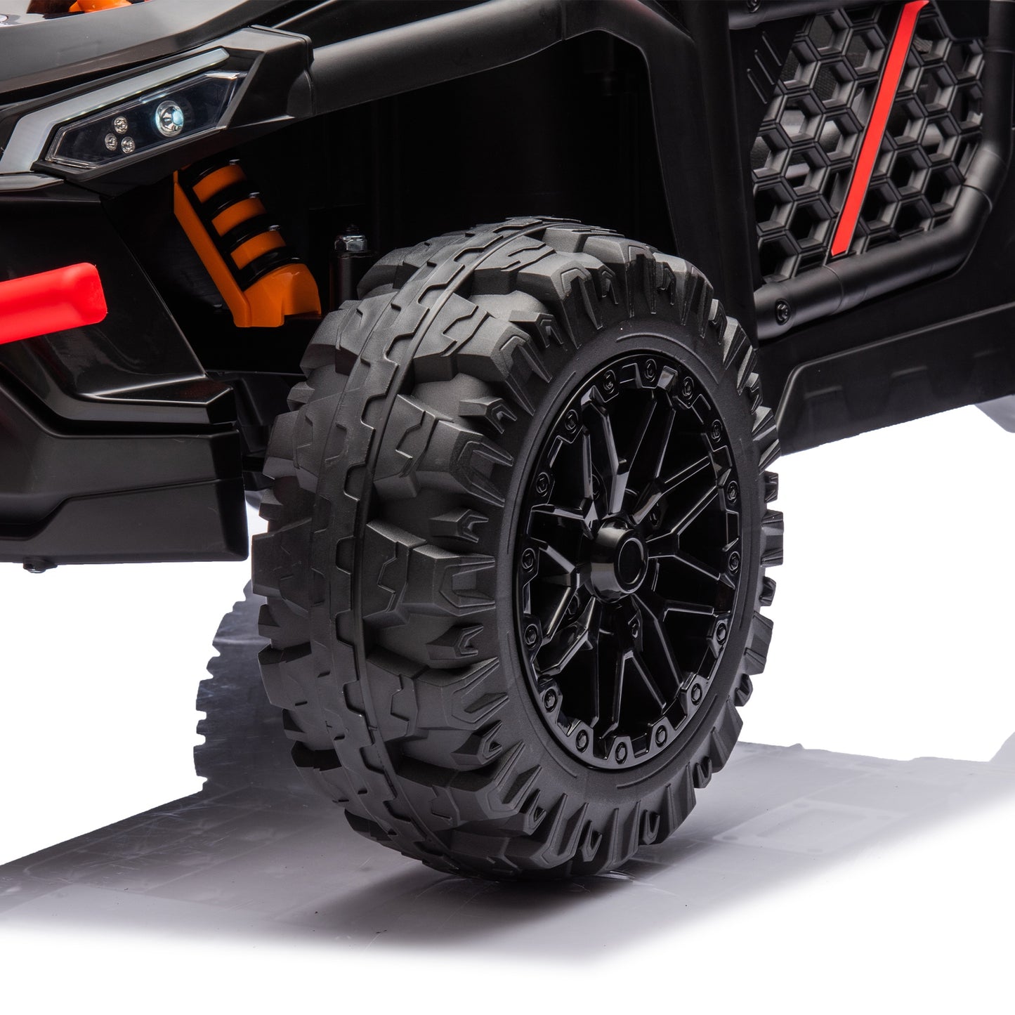 iRerts 24V Kids Ride on Toy UTV, Ride on Cars with Remote Control, Bluetooth Music, 4 Wheel Suspension, Rear Storage Space, Electric Vehicles Cars for Kids Boys Girls Gifts 3-6 Year Old, Red