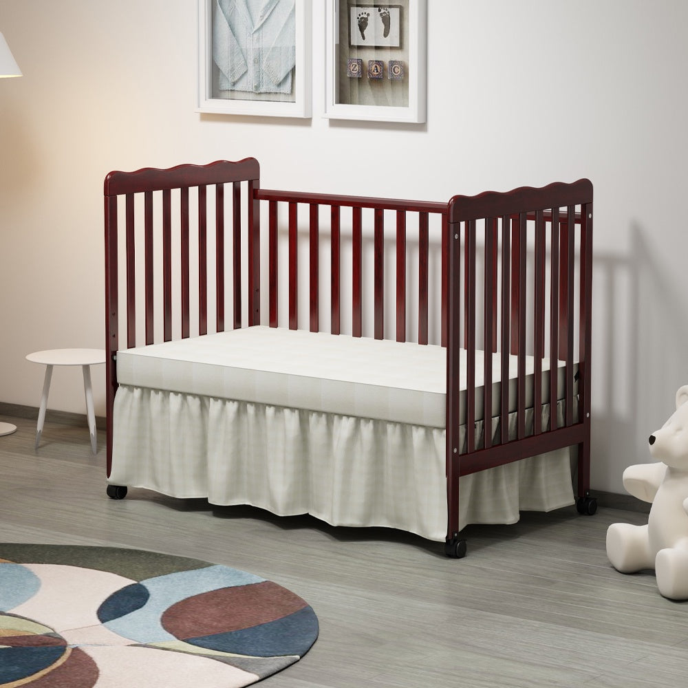 iRerts 3 In 1 Convertible Baby Crib, Wood Converts from Baby Crib to Toddler Bed and Daybed, Baby Bed with Locking Wheels, 4 Adjustable Mattress Heights, Non-Toxic Finish, Espresso
