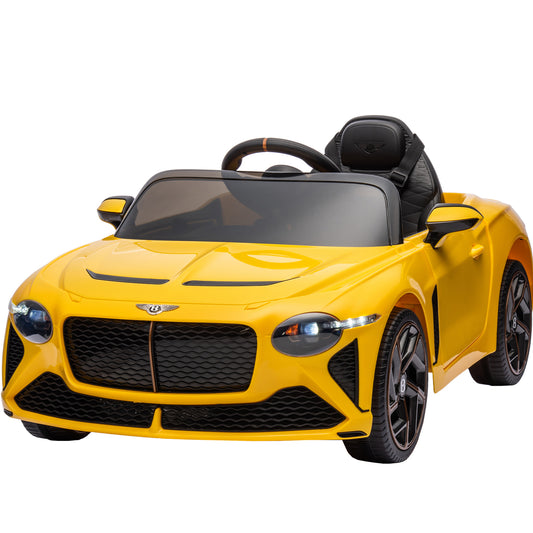 Bentley Mulsanne 12V Ride On Cars with Remote Control, Battery Powered Kids Ride on Toys, Ride On Vehicle with Bluetooth, Music, USB, MP3, Light, Electric Car for Kids Boys Girls Birthday Gift, Yellow