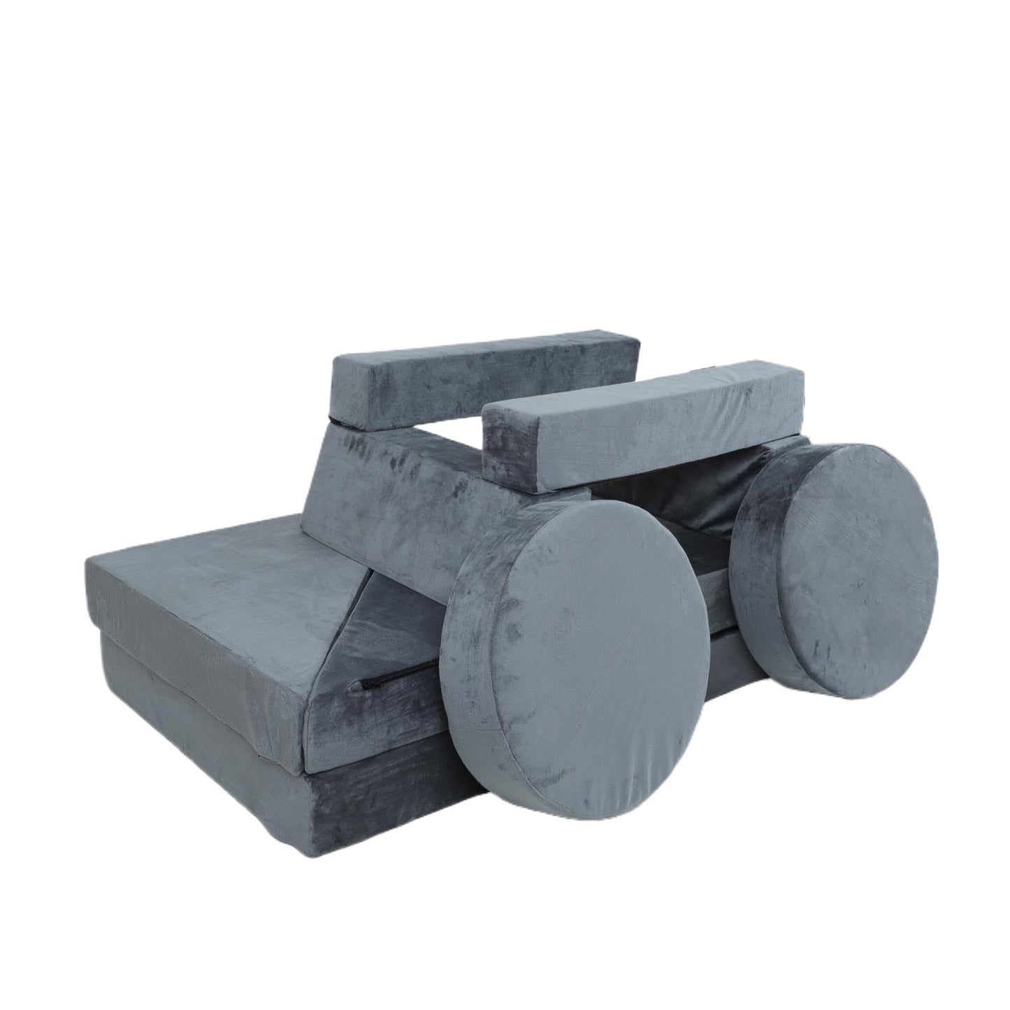 iRerts 14Pcs Modular Kids Play Couch, Convertible Nugget Couch for Kids Boys Girls, Kids Sofa Couch Floor Sofa for Children, Kids Couch Building Fort Foam Couch for Playroom Bedroom Nursery, Gray