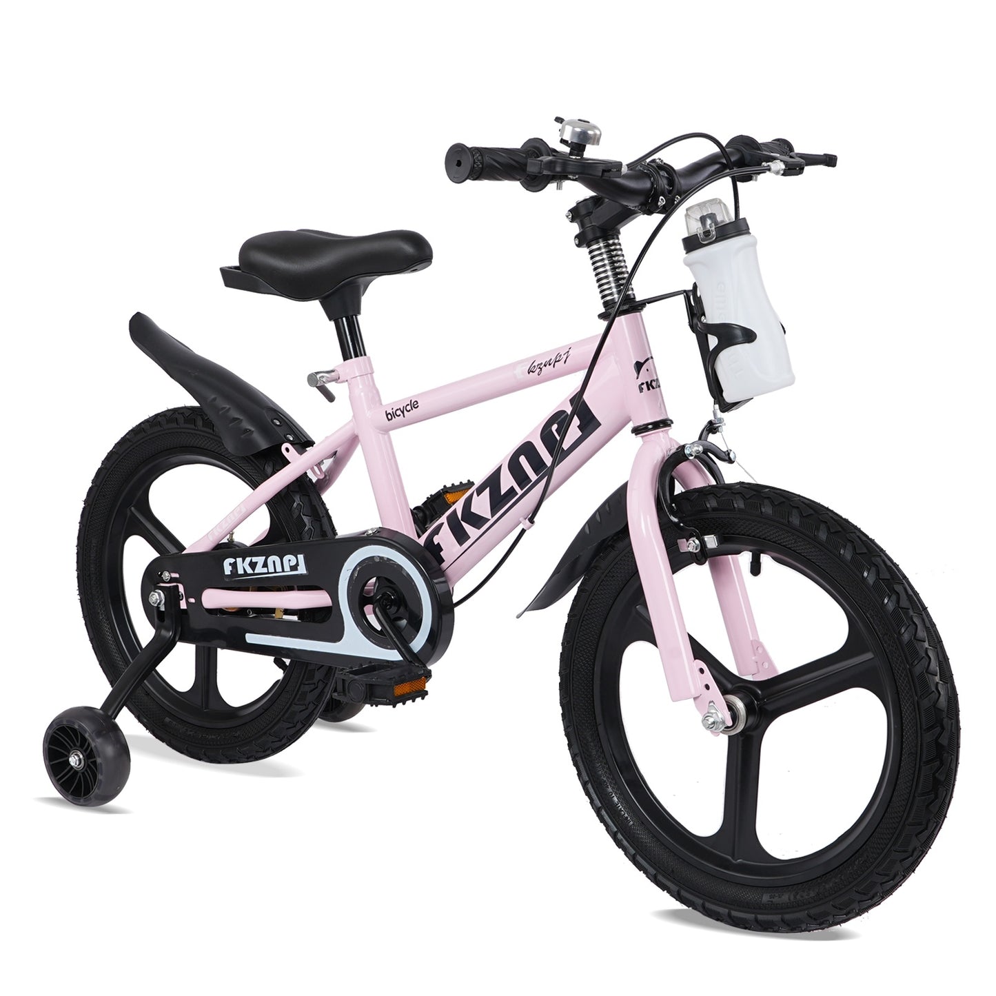 iRerts Kids Bike, 18 Inch Kids Bicycle for Boys Girls Ages 3-7, Toddlers Bike with Water Bottle Holder, Training Wheels with Night Glow, Adjustable Seat, Pink