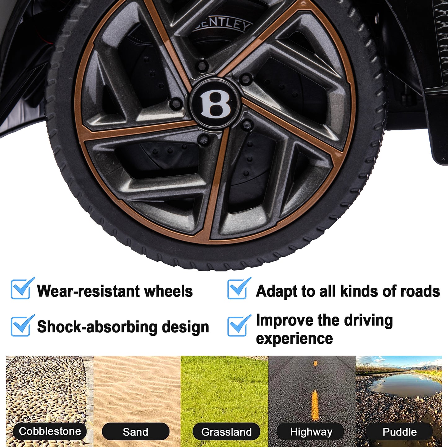 Ride on Car for Boys Girls, Bentley Mulsanne 12V Kids Electric Car Vehicle with Remote Control, Battery Powered Ride on Toys with Bluetooth, USB/MP3, LED Light, 3-6 Ages Kid Birthday Gift, Black