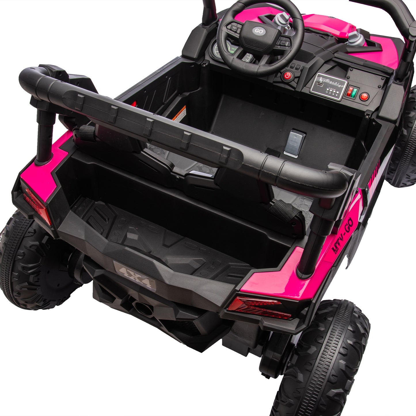 iRerts 2 Seater Ride on Car, 24V Powered Ride on Toys UTV with Remote Control, LED Lights, Bluetooth Music, 3 Speeds, Storage Space, Electric Vehicle for Kids Boys Girls Ages 3-8 Gifts, Pink