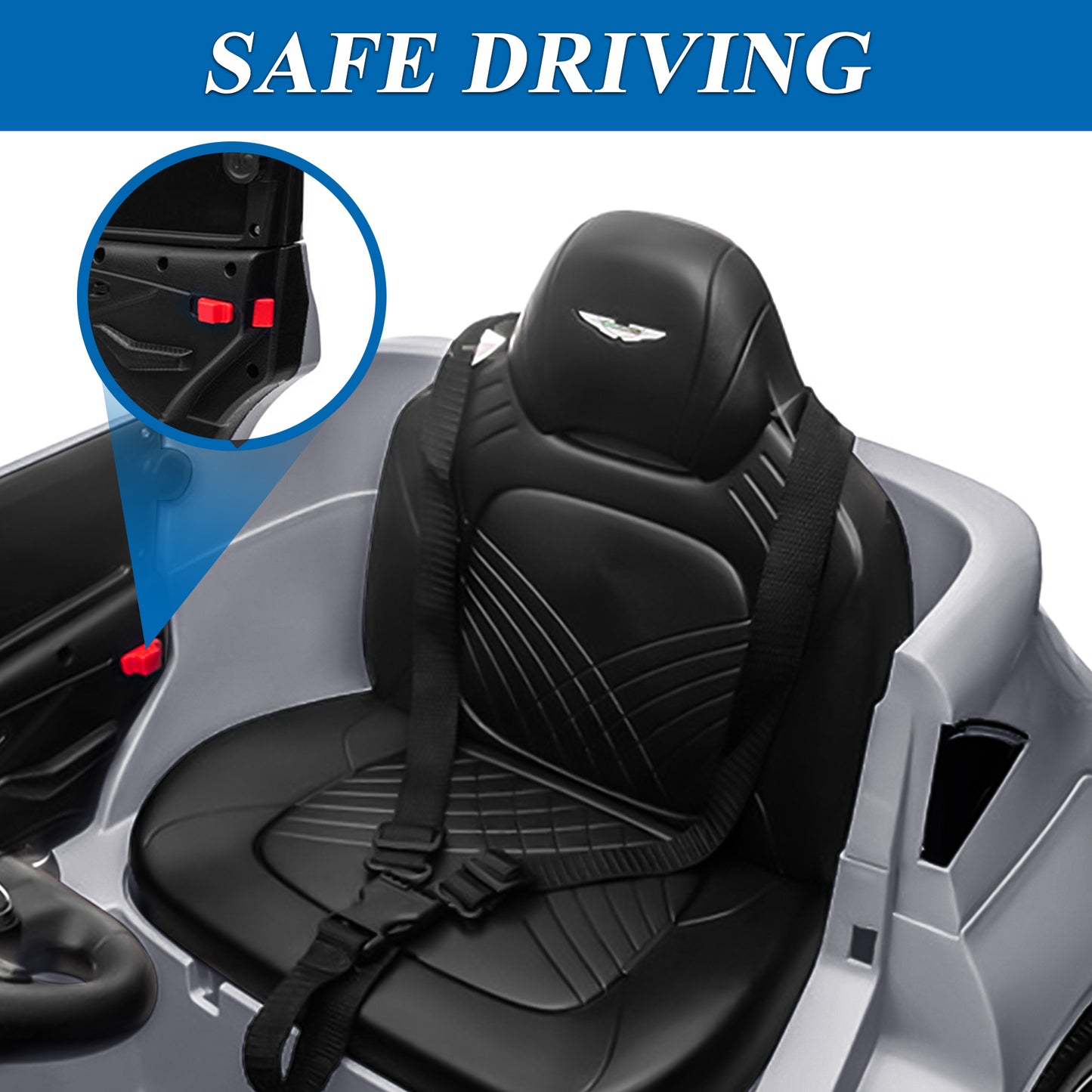 12V Ride on Car for Girls and Boys?Licensed Aston Martin Electric Vehicle, MP3, Bluetooth, Ride On Toy for 3-5 Years Old