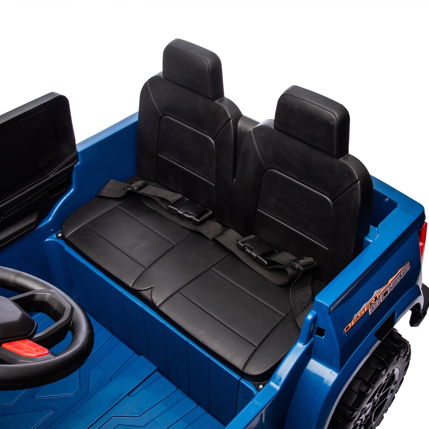 24V 2 Seater Ride on Truck, 4WD Powered Ride on Toy Car with Remote Control, Bluetooth, Music Player, 800W Motors, Back Box Storage, 3 Speeds, Kids Electric Vehicle for Boys Girls Gifts, Blue