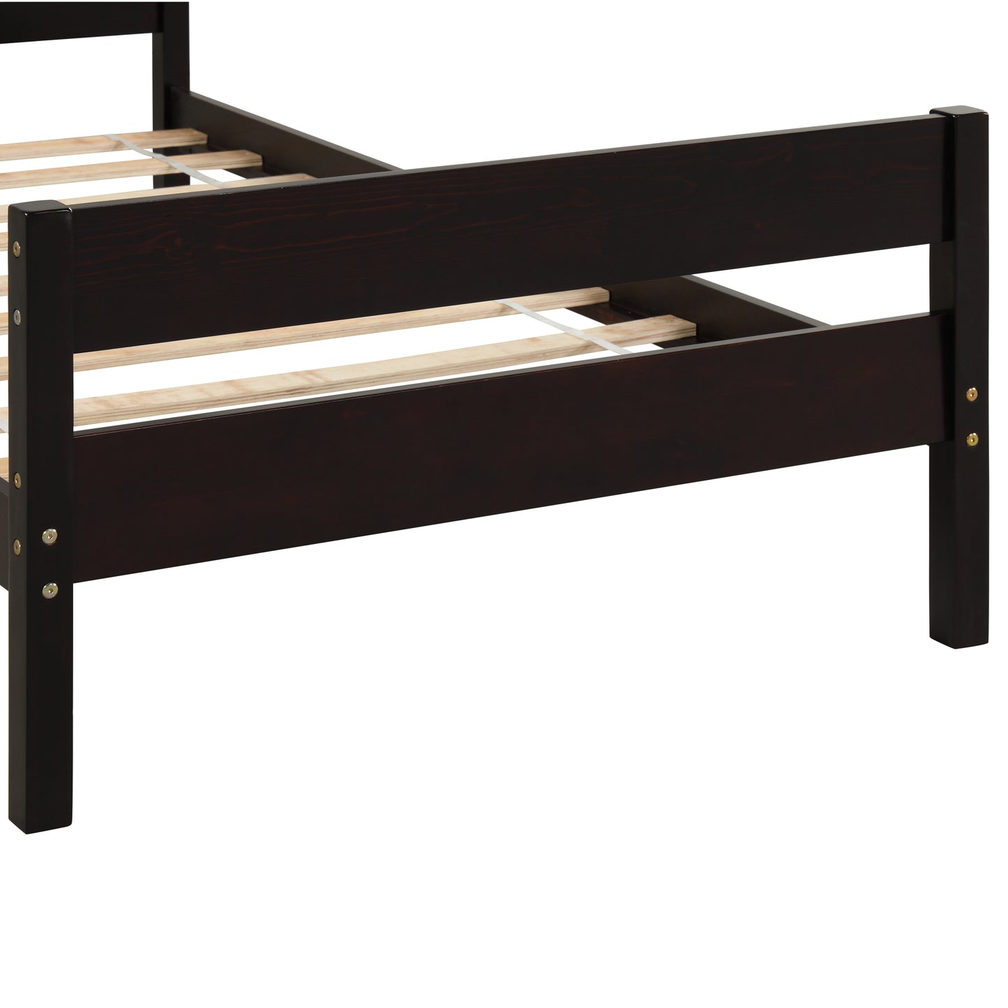 iRerts Wood Twin Bed Frame, Espresso Twin Platform Bed Frame with Headboard and Footboard, Modern Twin Bed Frame No Box Spring Needed for Adults Teens Kids, Twin Size Bed Frame with Wood Slat Support