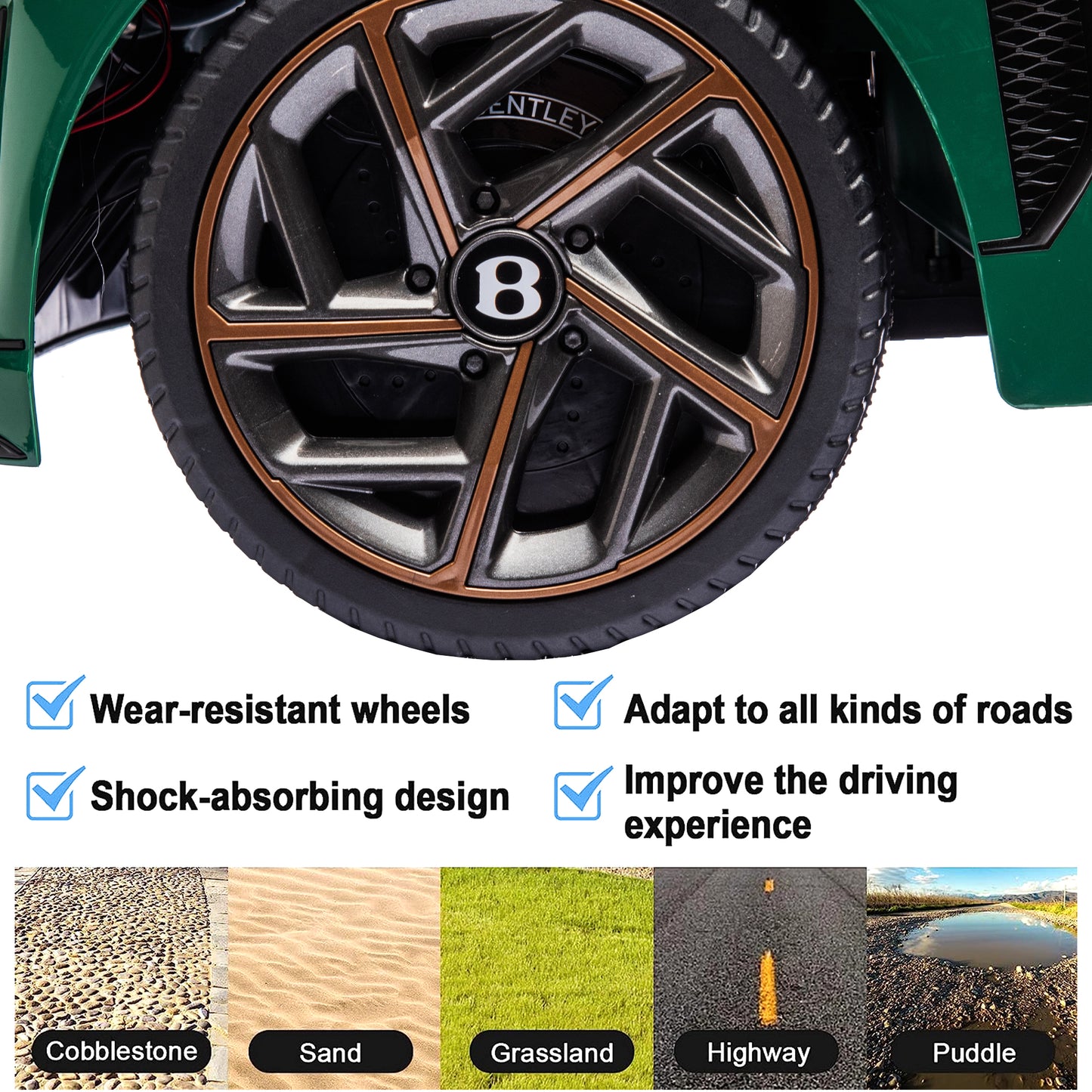 Kids Electric Car for Boys Girls Gift, Licensed Bentley Mulsanne 12V Ride On Cars with Remote Control, Battery Powered Ride On Toys with Bluetooth, USB, MP3, LED Light, Green
