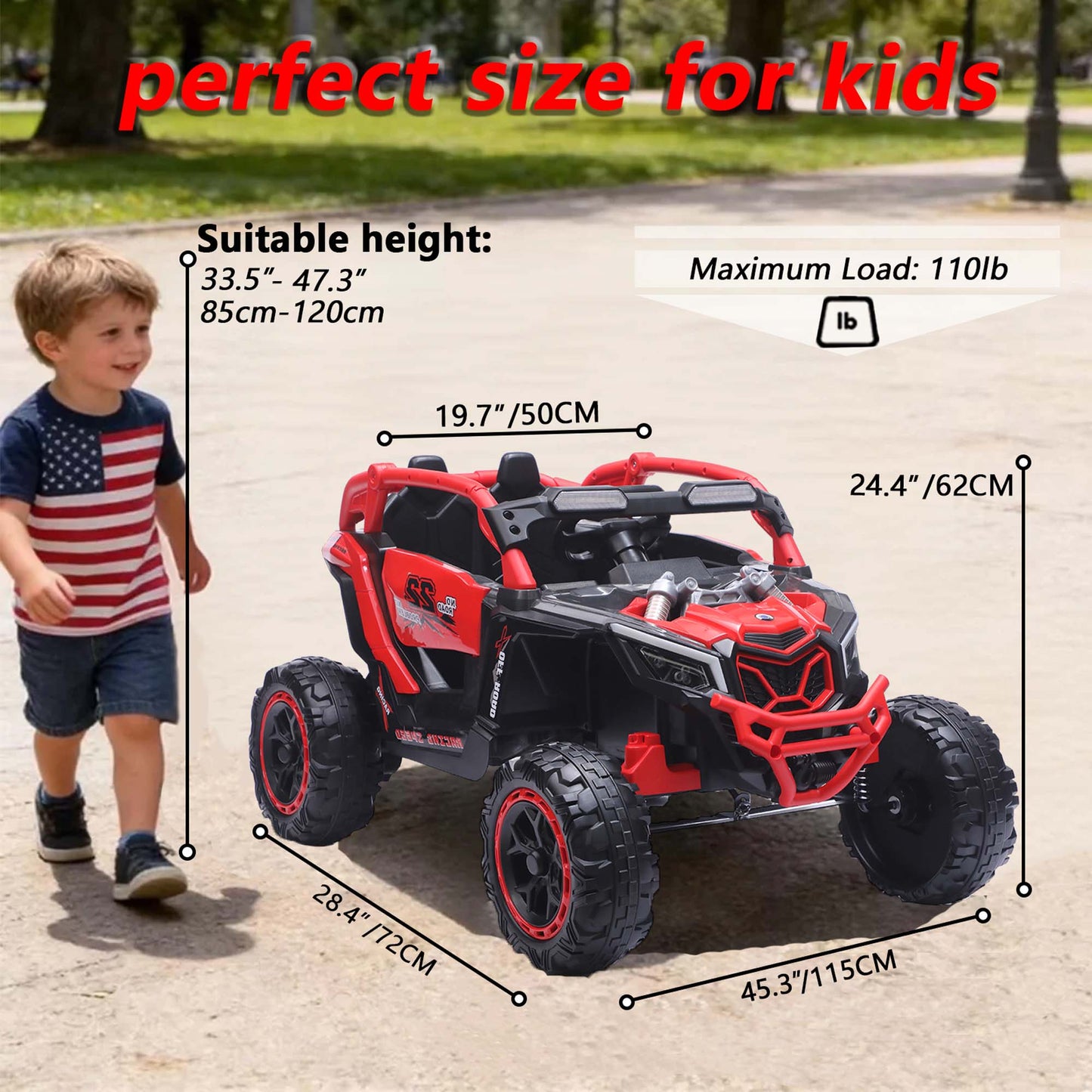 iRerts 24V Ride on Toys with Parents Remote Control, Ride on UTV Car with Bluetooth, MP3 Port, Music, LED Lights, 4 Shock Absorbers, Battery Powered Electric Car for Kids Ages 2-6, Red