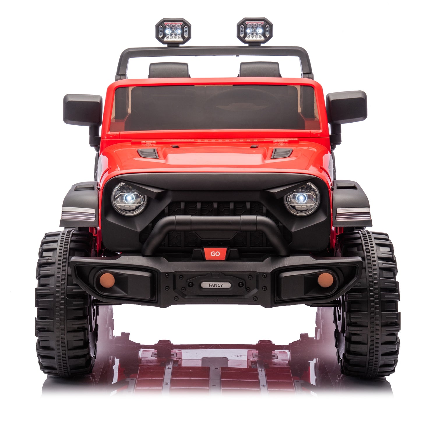 iRerts Ride on Toys for Kids 4-8, 24V 2 Seater Ride on Car with Remote Control, Powered Ride on Truck for Boys Girls Gifts, Kids Electric Vehicles with Bluetooth, USB/MP3, Light/Searchlight, Red