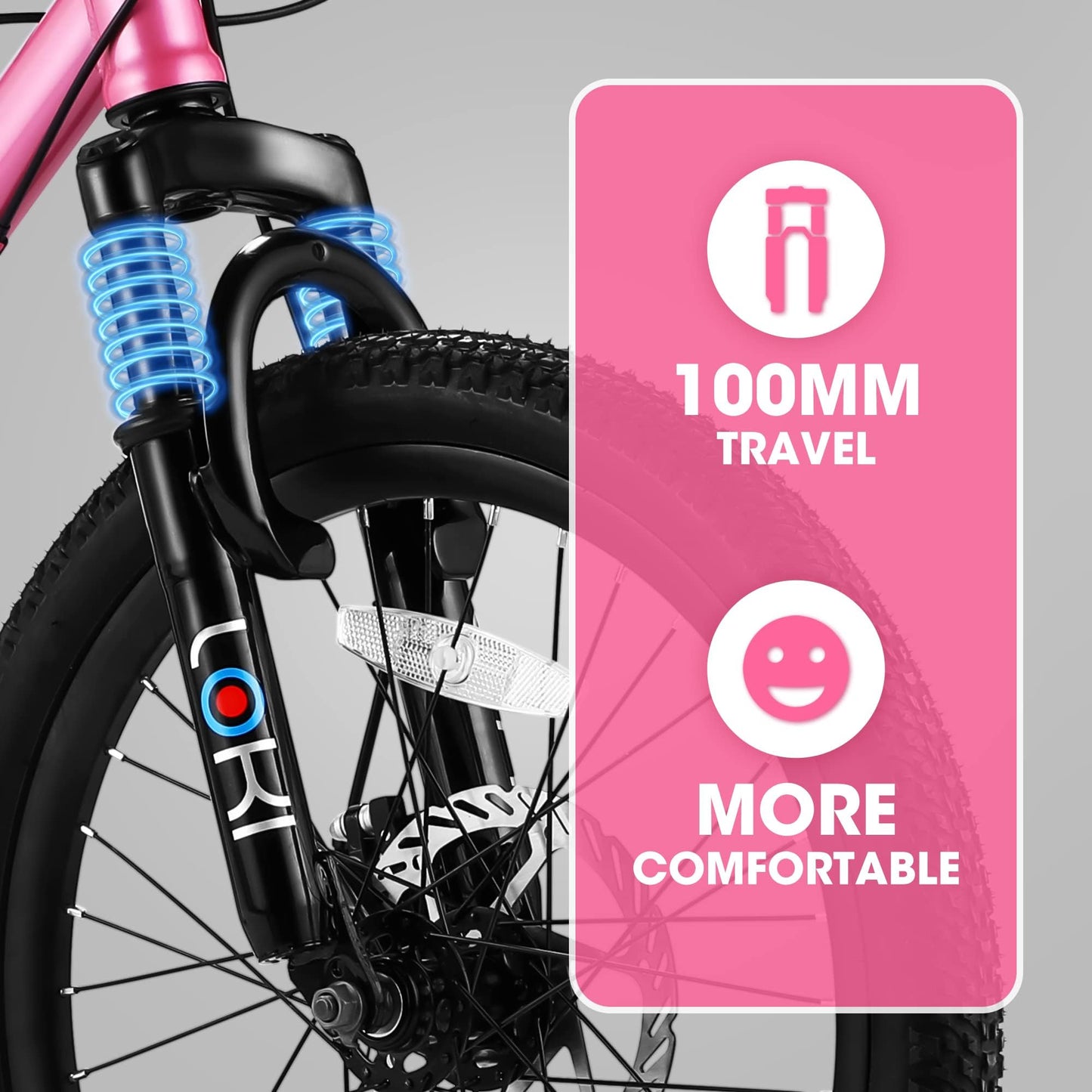 iRerts Mountain Bike for Boys Girls, 20'' Kids Mountain Bike with 7 Speed, Front Suspension, Disc Brake, Kids Bike for 8-12 Years Old, Teenager Children Kids Bicycles, Pink