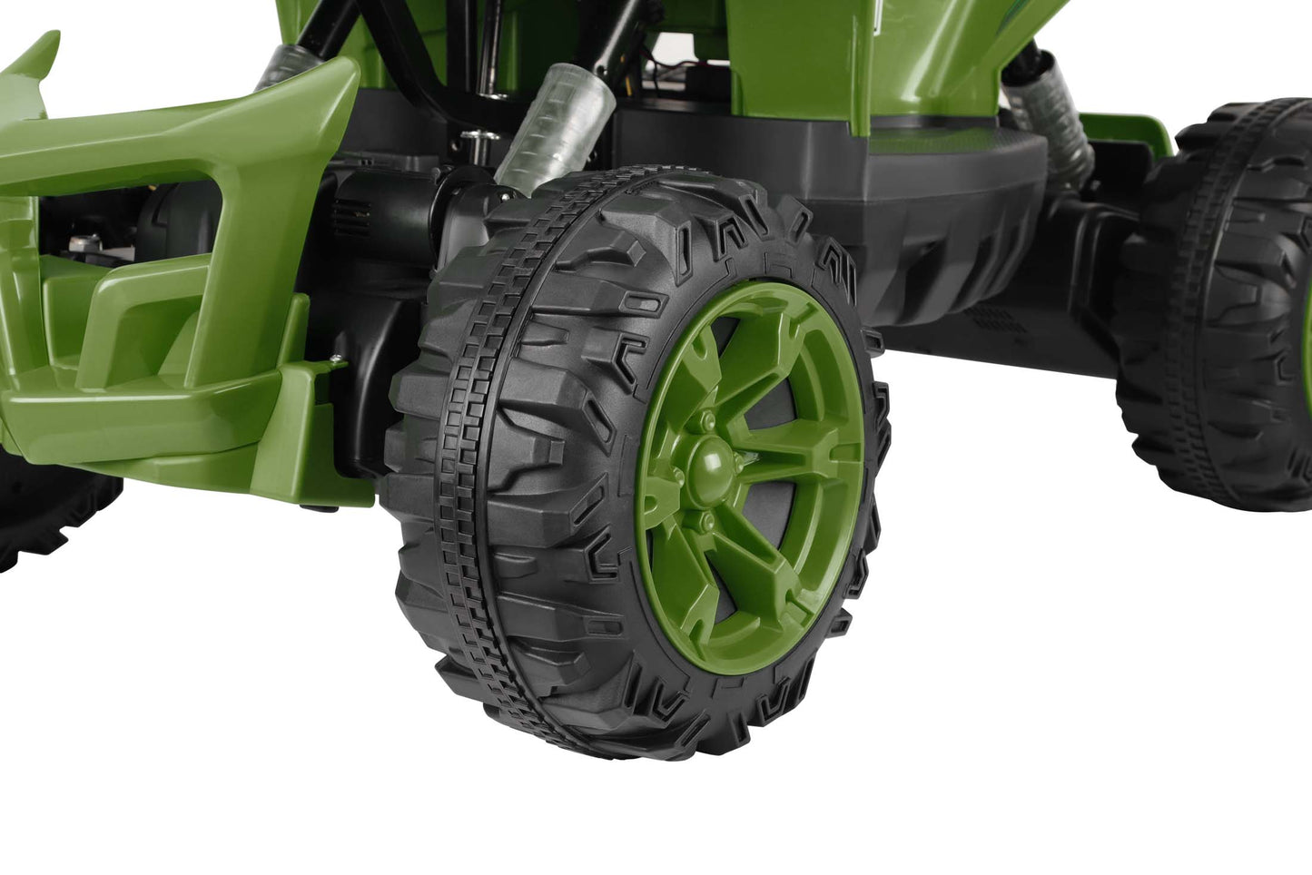 24V Battery Powered Ride on ATV, 4WD Kids Ride on Cars with Bluetooth, Music, LED Light, USB/AUX Ports, Ride on Toys Electric Cars for Kids Boys Girls 3-8 Ages Gifts, Green