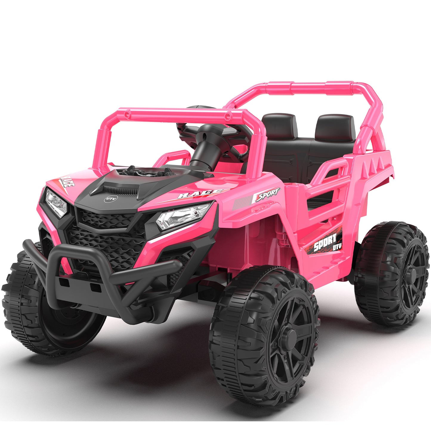 iRerts 12V Ride on Car UTV with Remote Control, Powered Ride on Toys for Kids Boys Girls Ages 3-5, Electric Car for Kids with Bluetooth, Music, MP3 Ports, LED Lights, Horn, Pink