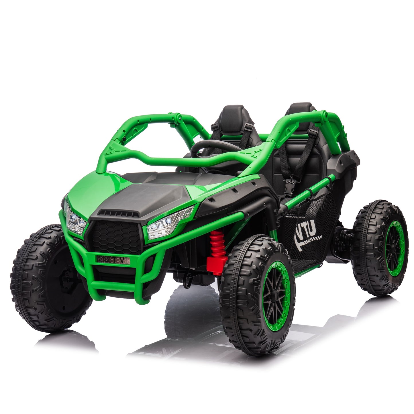 iRerts 2 Seater Ride on Car for Kids, 24 Volt Ride on Toys for Boys Girls Gifts, Powered Ride on UTV Electric Vehicle with Remote Control, Bluetooth, MP3/USB Ports, 4 Wheel Spring Suspension, Green