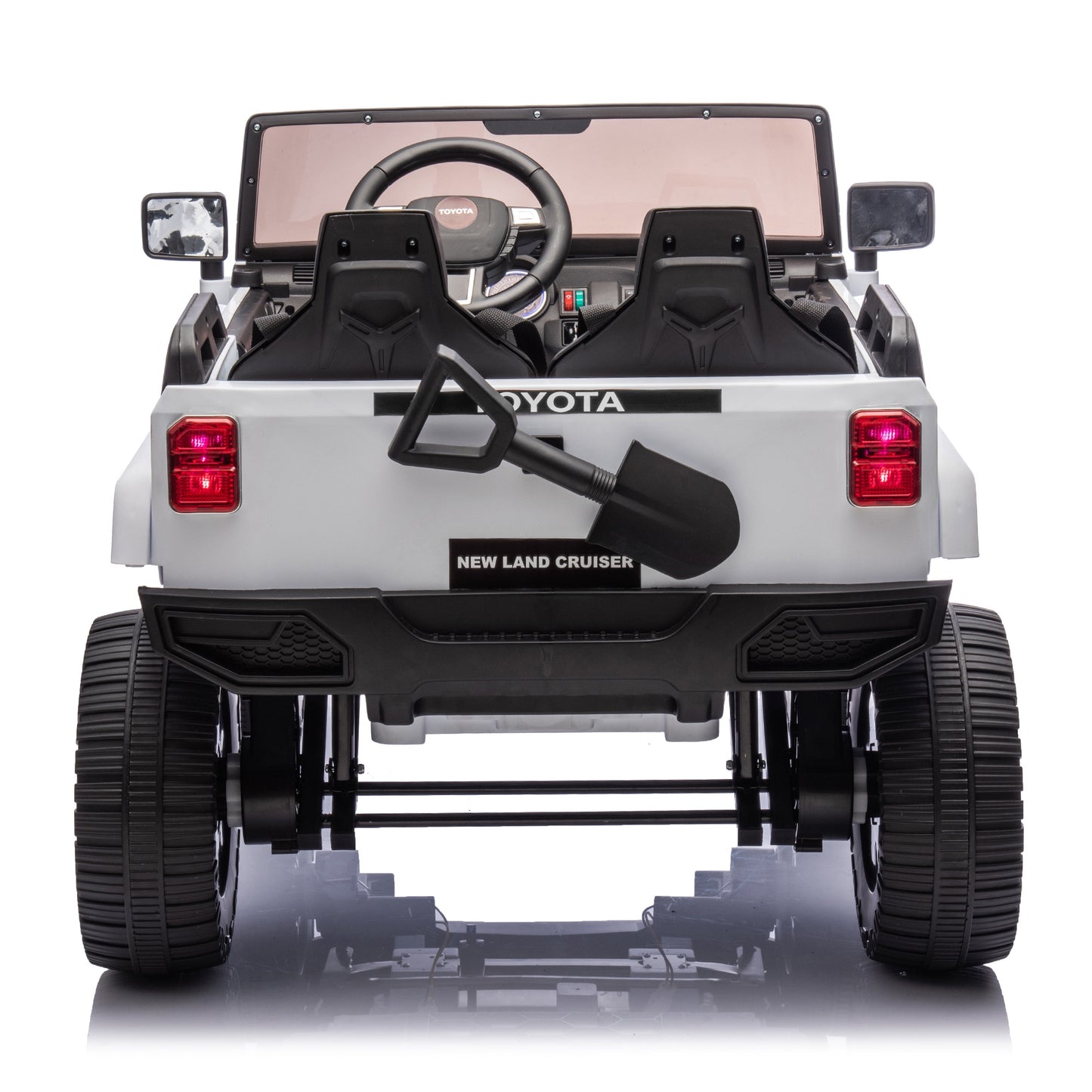 Licensed Toyota LC250 24V 2 Seater Ride On Car, Powered Ride on Toys with Remote Control, Shovel, Bluetooth Music, 4WD 220W Motor, 4 Wheels Suspension, Electric Truck for Kids Boy Girl Ages 3-8, White