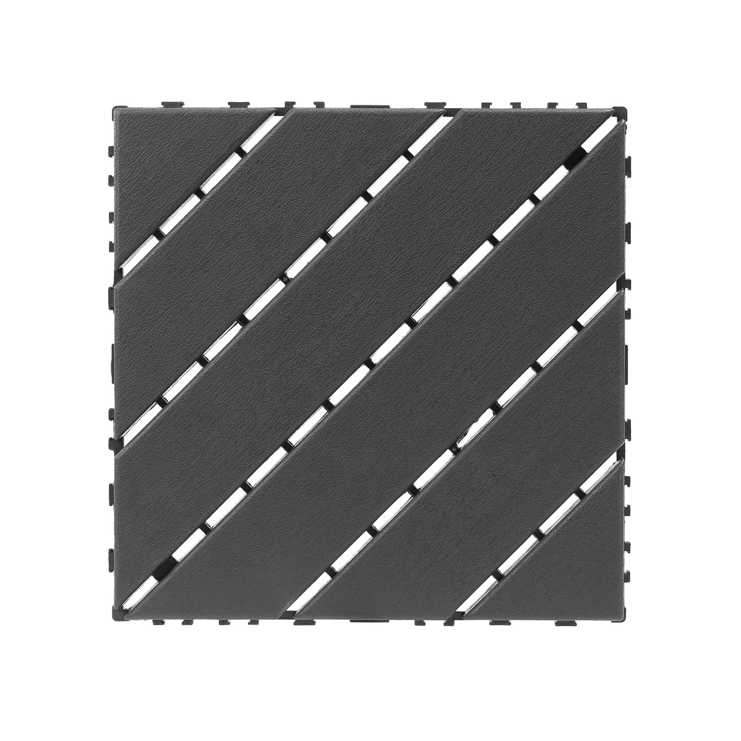 iRerts Plastic Interlocking Deck Tiles, 44 Pack Outdoor Flooring Tiles 12" x 12", All Weather Use, Patio Floor Decking Tiles for Porch Poolside Balcony, Gray