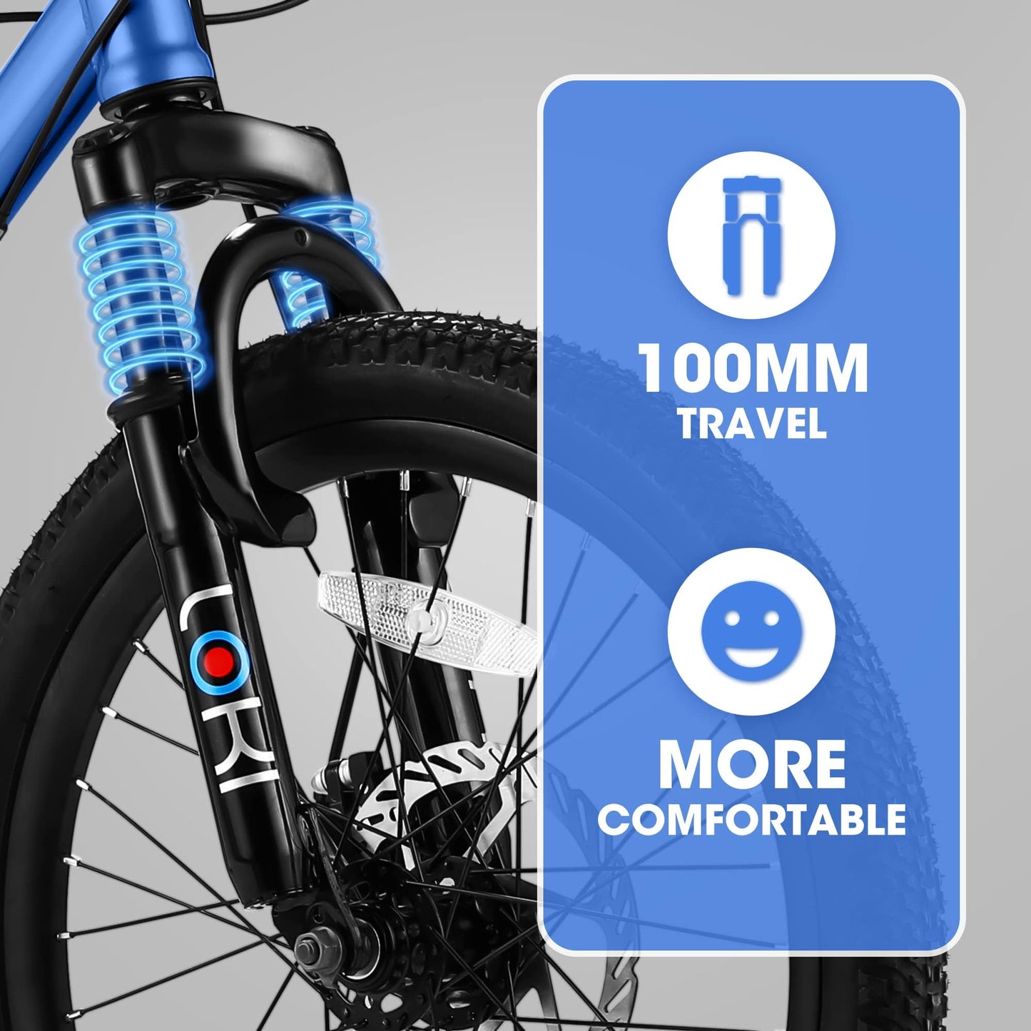 iRerts Mountain Bike for Boys Girls, 20'' Kids Mountain Bike with 7 Speed, Front Suspension, Disc Brake, Kids Bike for 8-12 Years Old, Teenager Children Kids Bicycles, Blue