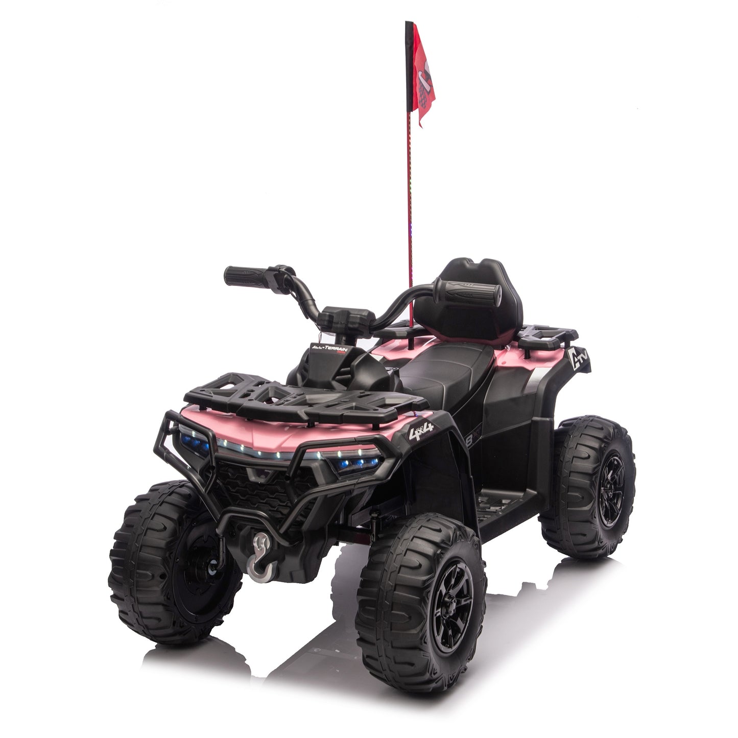 iRerts 24V Ride on ATV, Powered Ride on Toys Electric 4 Wheeler for Boys Girls Ages 3-6 Gifts, Kids Ride on Car Electric Vehicle with Multi-Color Lights, Bluetooth, Music, USB Port, Pink
