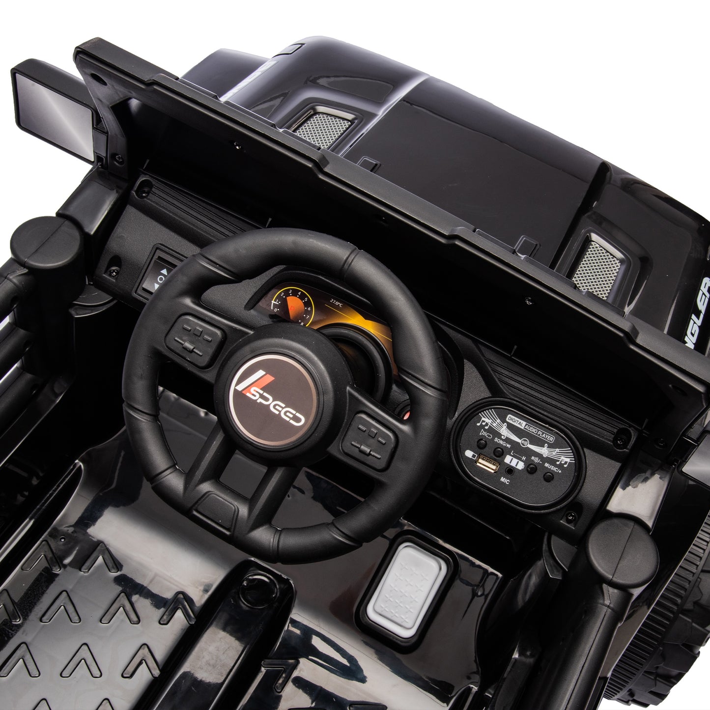 iRerts 12V Ride on Cars with Remote Control, Electric Cars for Kids Boys Girls 3-6 Ages, Powered Ride on Toys Truck with Bluetooth, Music, MP3/USB Port, Detachable Steering Wheel, Black