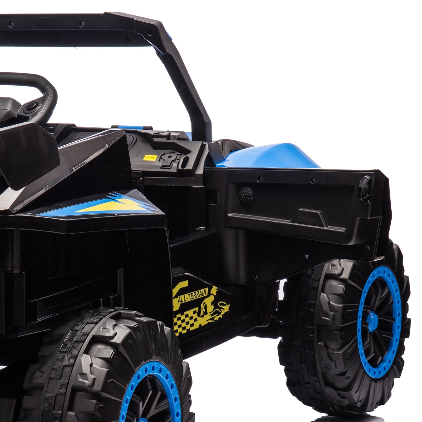 iRerts 24V Powered Ride on Cars, Ride on Toys for Big Kids Ages 3-8, Kids Police Car Electric Vehicles with Remote Control, Bluetooth, MP3/USB Ports, 4 Wheels Spring Suspension, Megaphone, Blue