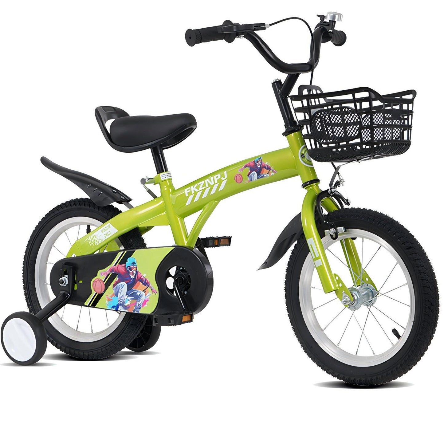 iRerts Kids Bike with Training Wheels, 18 Inch Kids Bicycle for Boys Girls Ages 5-10 Years Old, Girls Bicycles for Kids with Adjustable Seat, Fender and Varrier, Green