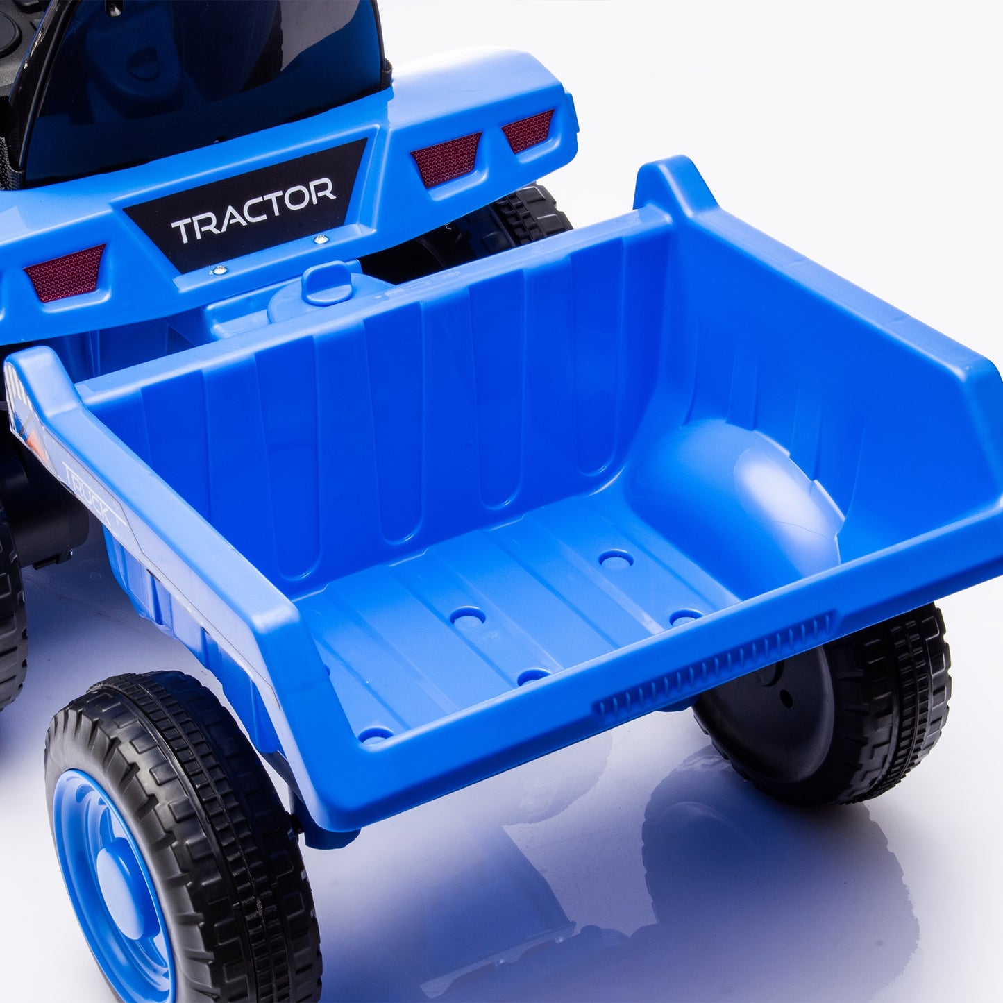 iRerts 12V Ride on Tractor, Powered Ride on Car for Kids Boys Girls Ages 3-6 Gifts, Kids Ride on Toys Electric Cars with Removable Storage Tug, Bluetooth ,Music, MP3/USB Ports, LED Light, Blue