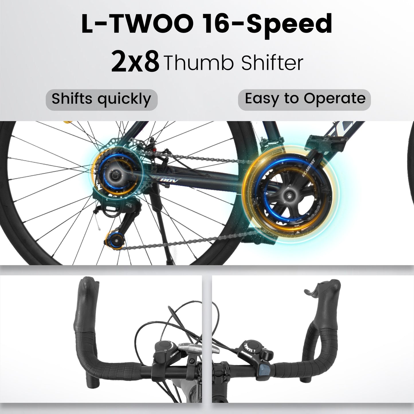 iRerts 700C Road Bike, 16 Speed Outdoor Bike for Men Women, Road Commuter Bike with Disc Brakes, Aluminum Frame, Lightweight Racing Bike Adult Bicycle L Size, Dark Blue