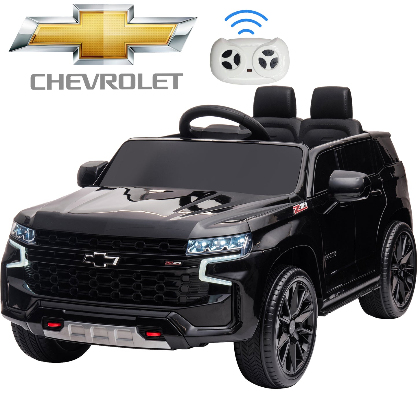 iRerts Black 12V Chevrolet Tahoe Powered Ride On Cars with Remote Control, Kids Ride on Toys for Boys Girls Gifts Ages 3-6, Battery Powered Kids Electric Cars with Music, MP3/USB/AUX Port